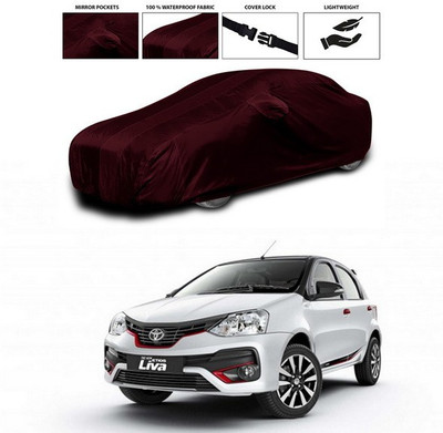 SEBONGO Car Cover For Toyota Etios Liva (With Mirror Pockets)(Maroon)
