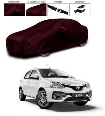 SEBONGO Car Cover For Toyota Etios Liva (With Mirror Pockets)(Maroon)