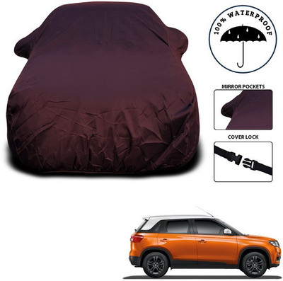 SEBONGO Car Cover For Maruti Suzuki Vitara Brezza (With Mirror Pockets)(Maroon)
