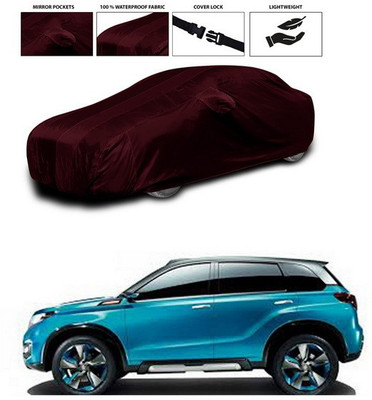 SEBONGO Car Cover For Maruti Suzuki Vitara Brezza Facelift (With Mirror Pockets)(Maroon)