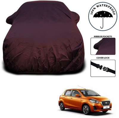 SEBONGO Car Cover For Nissan Go (With Mirror Pockets)(Maroon)