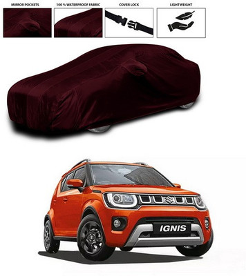 ANTHUB Car Cover For Maruti Suzuki Ignis (With Mirror Pockets)(Maroon)