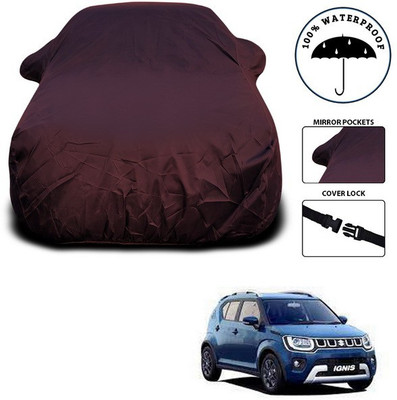 ANTHUB Car Cover For Maruti Suzuki Ignis (With Mirror Pockets)(Maroon)