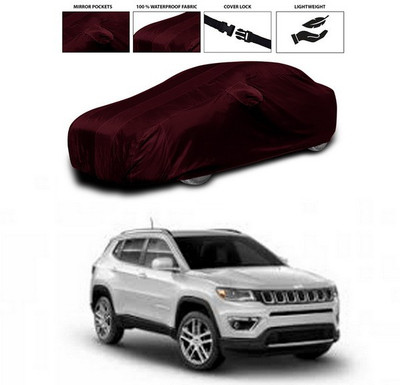 ANTHUB Car Cover For Jeep Compass Facelift (With Mirror Pockets)(Maroon)