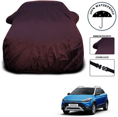 ANTHUB Car Cover For Hyundai i20 Active (With Mirror Pockets)(Maroon)