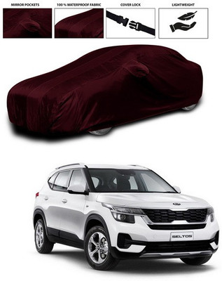 ANTHUB Car Cover For Kia SELTOS (With Mirror Pockets)(Maroon)