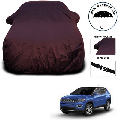 ANTHUB Car Cover For Jeep Compass (With Mirror Pockets)(Maroon)