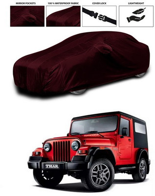 SEBONGO Car Cover For Mahindra Thar (With Mirror Pockets)(Maroon)