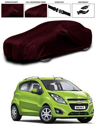 ANTHUB Car Cover For Chevrolet Beat (With Mirror Pockets)(Maroon)