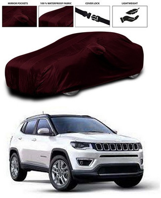 SEBONGO Car Cover For Jeep Compass Facelift (With Mirror Pockets)(Maroon)