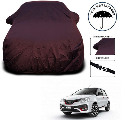 ANTHUB Car Cover For Toyota Etios Liva (With Mirror Pockets)(Maroon)