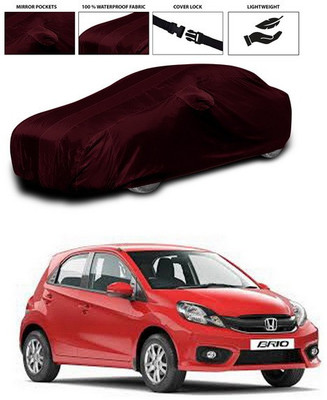 SEBONGO Car Cover For Honda Brio (With Mirror Pockets)(Maroon)