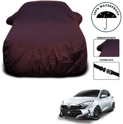 SEBONGO Car Cover For Toyota Yaris (With Mirror Pockets)(Maroon)