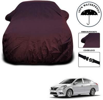 SEBONGO Car Cover For Nissan Sunny (With Mirror Pockets)(Maroon)
