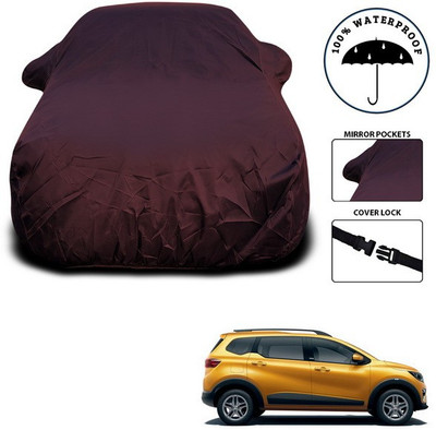 SEBONGO Car Cover For Renault Triber (With Mirror Pockets)(Maroon)