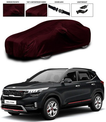 SEBONGO Car Cover For Kia Sonet (With Mirror Pockets)(Maroon)