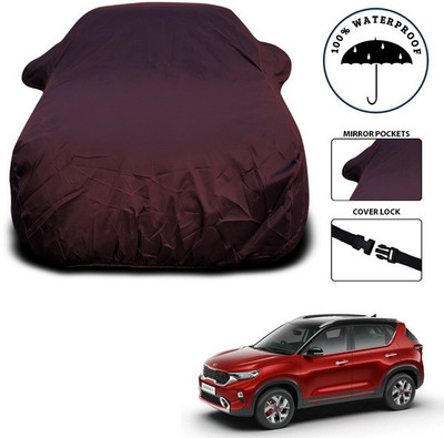 ANTHUB Car Cover For Kia Sonet (With Mirror Pockets)(Maroon)