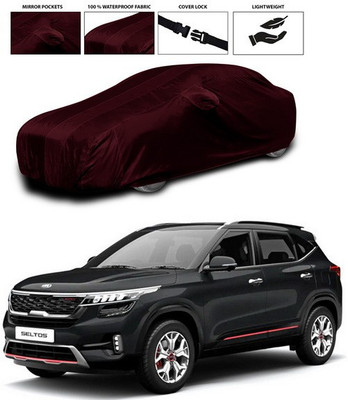 ANTHUB Car Cover For Kia Sonet (With Mirror Pockets)(Maroon)