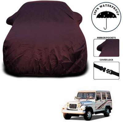 ANTHUB Car Cover For Mahindra Marshal (With Mirror Pockets)(Maroon)