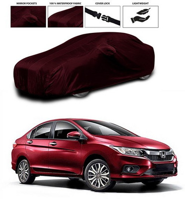 ANTHUB Car Cover For Honda City Facelift (With Mirror Pockets)(Maroon)