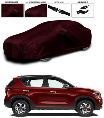 ANTHUB Car Cover For Kia Sonet (With Mirror Pockets)(Maroon)