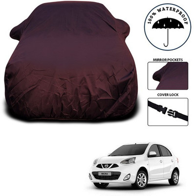ANTHUB Car Cover For Nissan Micra (With Mirror Pockets)(Maroon)