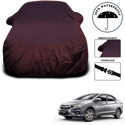 SEBONGO Car Cover For Honda City i-Dtec (With Mirror Pockets)(Maroon)