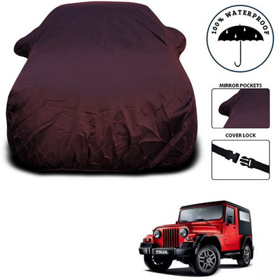 SEBONGO Car Cover For Mahindra Thar (With Mirror Pockets)(Maroon)