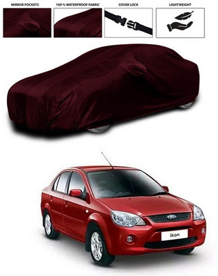 ANTHUB Car Cover For Ford Ikon (With Mirror Pockets)(Maroon)