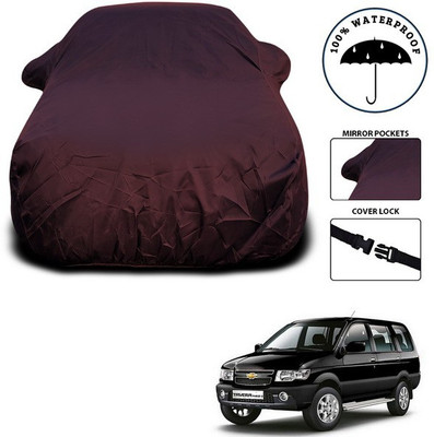 SEBONGO Car Cover For Chevrolet Tavera (With Mirror Pockets)(Maroon)