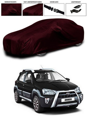 ANTHUB Car Cover For Toyota Etios Cross (With Mirror Pockets)(Maroon)