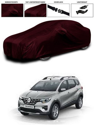 SEBONGO Car Cover For Renault Triber (With Mirror Pockets)(Maroon)
