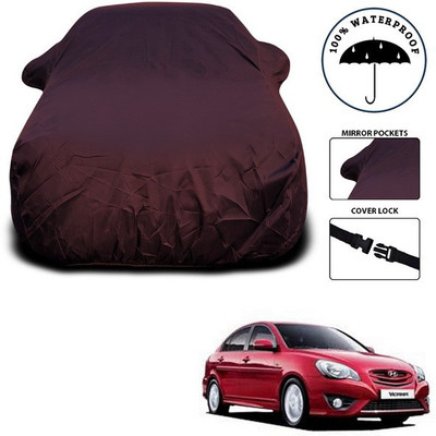 ANTHUB Car Cover For Hyundai Verna Transform (With Mirror Pockets)(Maroon)