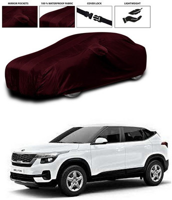 ANTHUB Car Cover For Kia SELTOS (With Mirror Pockets)(Maroon)