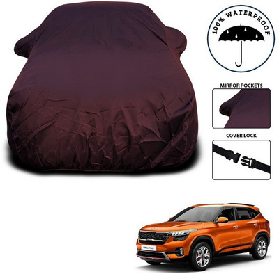 ANTHUB Car Cover For Kia SELTOS (With Mirror Pockets)(Maroon)
