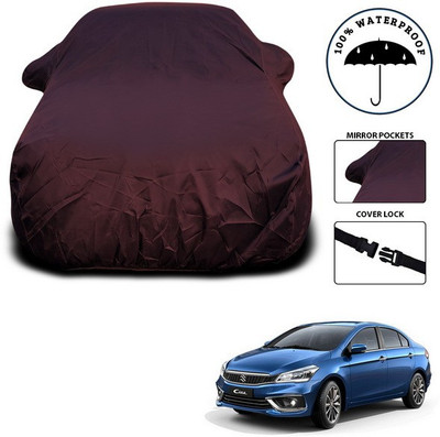ANTHUB Car Cover For Maruti Suzuki Ciaz (With Mirror Pockets)(Maroon)