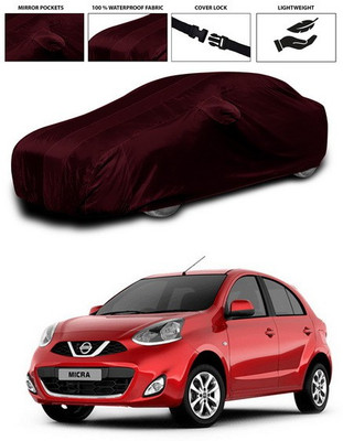ANTHUB Car Cover For Nissan Micra (With Mirror Pockets)(Maroon)