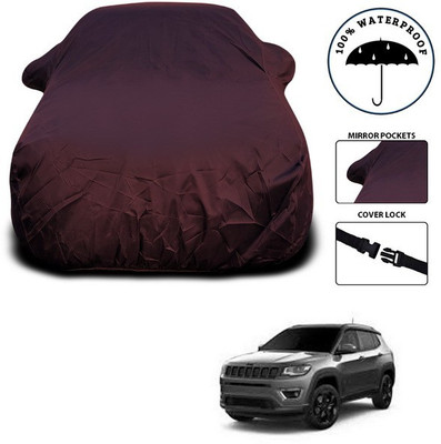 ANTHUB Car Cover For Jeep Compass Facelift (With Mirror Pockets)(Maroon)