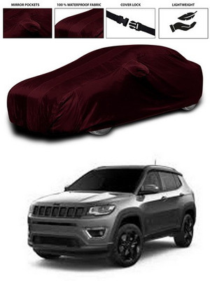 SEBONGO Car Cover For Jeep Compass Facelift (With Mirror Pockets)(Maroon)
