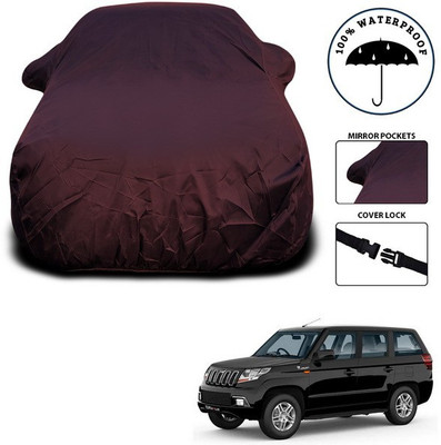 SEBONGO Car Cover For Mahindra TUV300 Plus Facelift (With Mirror Pockets)(Maroon)
