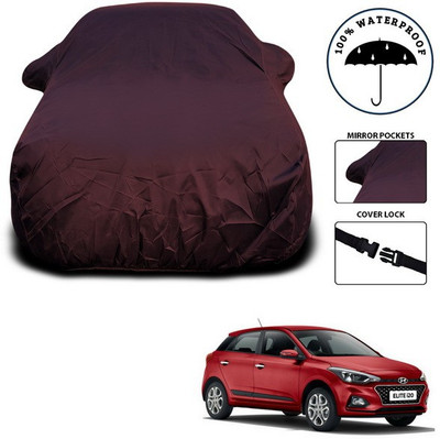 ANTHUB Car Cover For Hyundai Elite i20 (With Mirror Pockets)(Maroon)