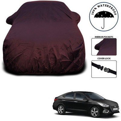 ANTHUB Car Cover For Hyundai Verna Facelift (With Mirror Pockets)(Maroon)