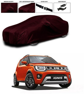 ANTHUB Car Cover For Maruti Suzuki Ignis (With Mirror Pockets)(Maroon)