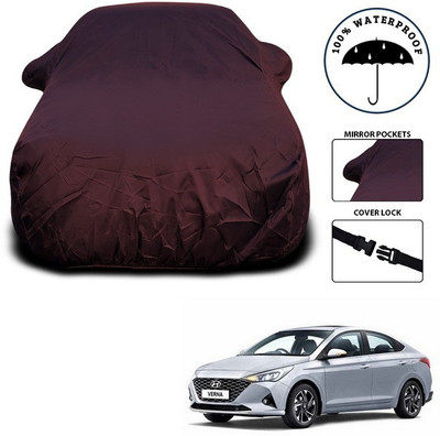 ANTHUB Car Cover For Hyundai Verna Facelift (With Mirror Pockets)(Maroon)