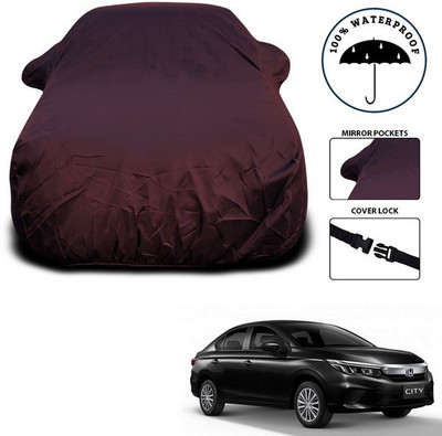SEBONGO Car Cover For Honda City ZX (With Mirror Pockets)(Maroon)
