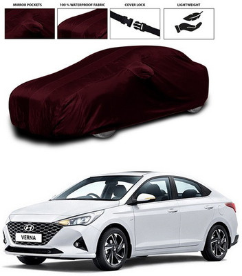 ANTHUB Car Cover For Hyundai Verna Transform (With Mirror Pockets)(Maroon)