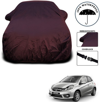 ANTHUB Car Cover For Honda Brio (With Mirror Pockets)(Maroon)