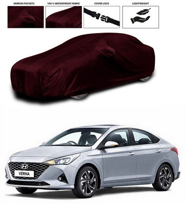ANTHUB Car Cover For Hyundai Verna Facelift (With Mirror Pockets)(Maroon)