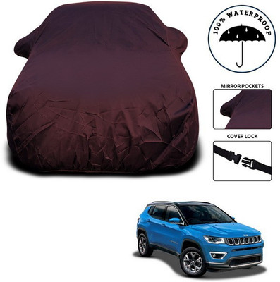 ANTHUB Car Cover For Jeep Compass Facelift (With Mirror Pockets)(Maroon)