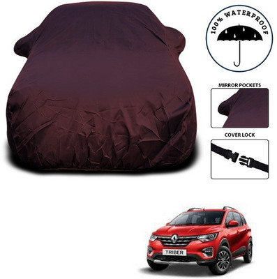 SEBONGO Car Cover For Renault Triber (With Mirror Pockets)(Maroon)